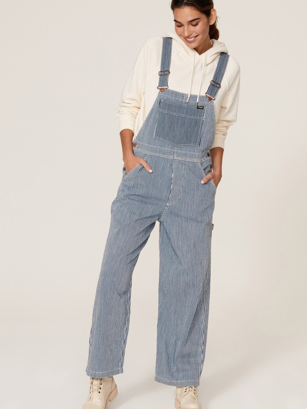 Wrangler Blue Pinstripe Denim Overalls - Womens